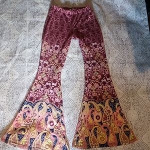 - "Love Fire" boho print  flare pants